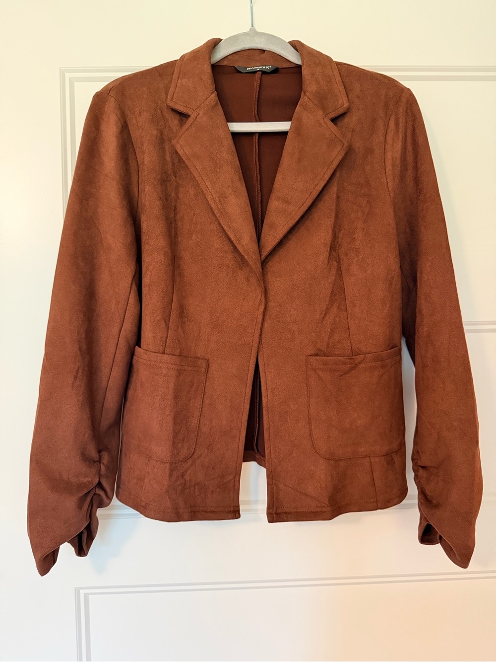 Allegra K Rust Faux Suede Open-Front Blazer